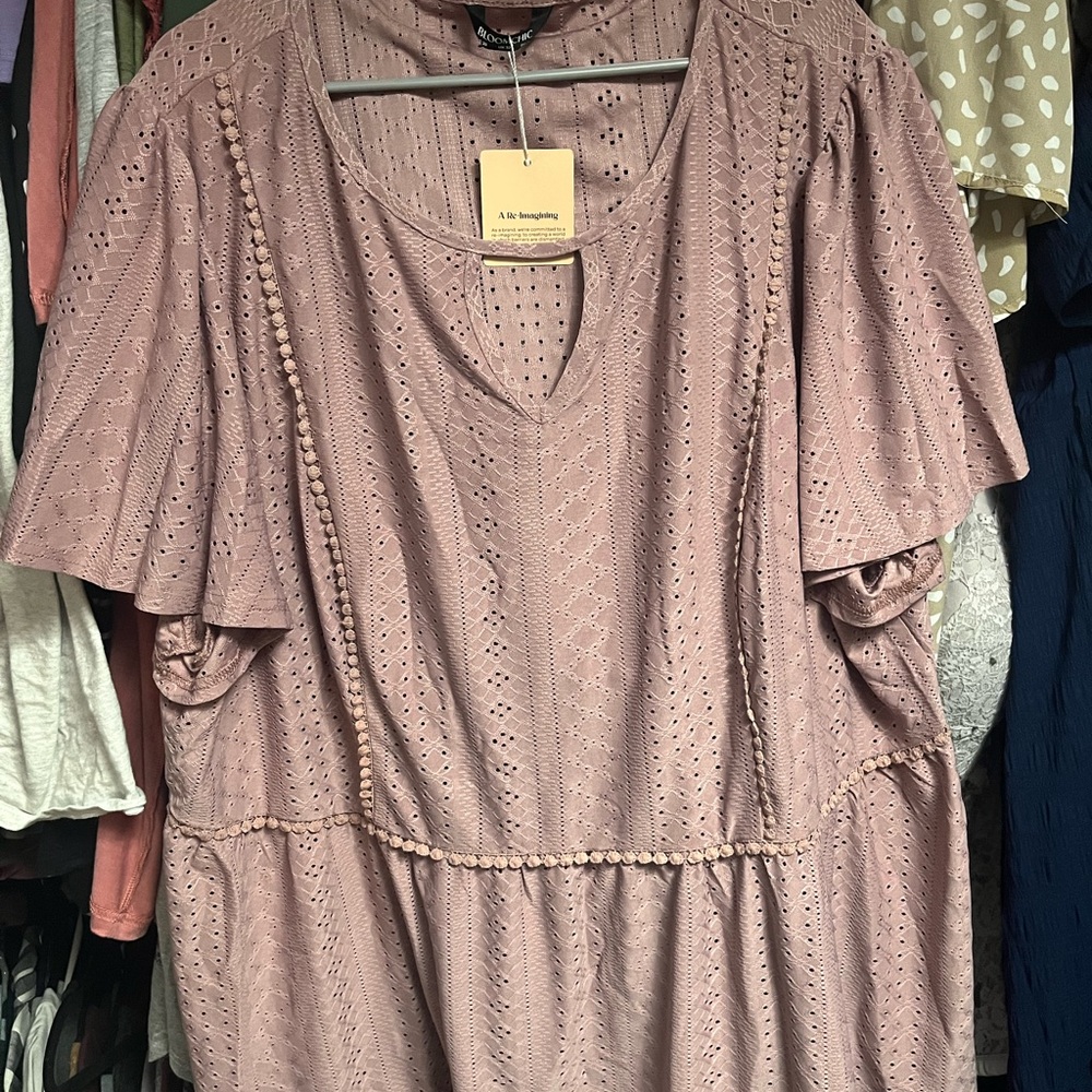 BloomChic Dusty Pink Eyelet Blouse
